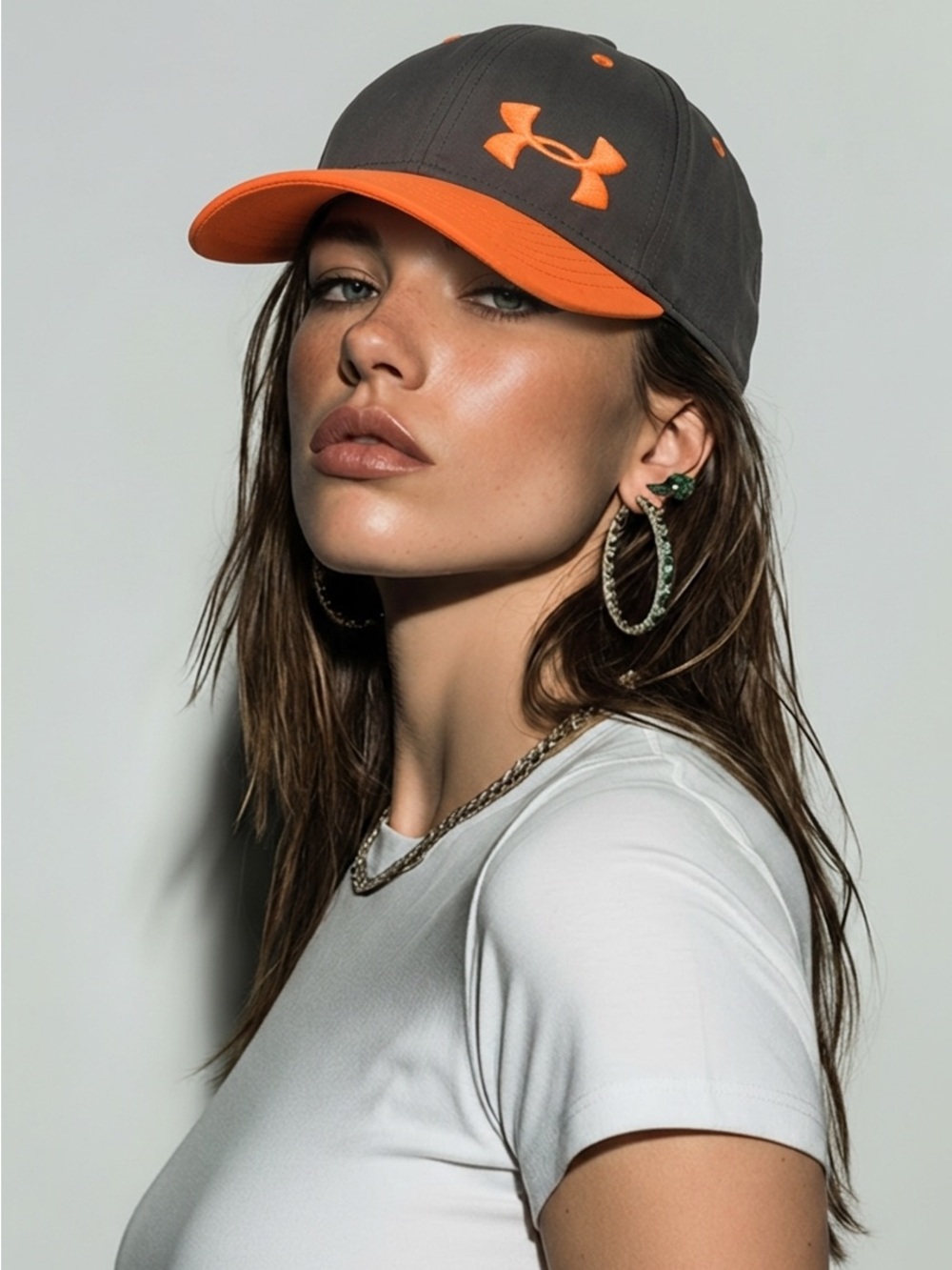 Under Armour Women's or Men’s  Gray and Orange Logo Baseball Cap